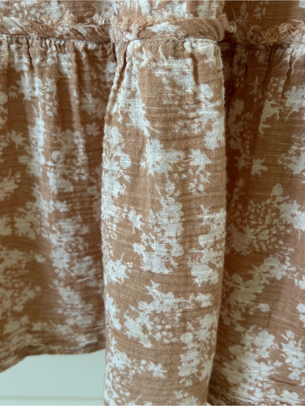 FREE PEOPLE "Ellie" Cream/Tan Floral Boho Puff Sleeve Maxi Dress, Size S, EUC - Picture 10 of 13